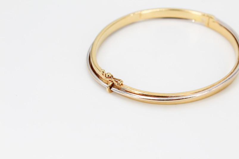 Caña de oro combinado de 18k. de segunda mano. Joyería de ocasión | ROYALHYSTERIA
