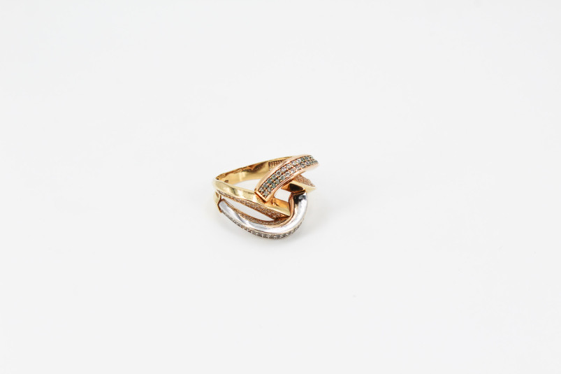 Anillo de oro combinado de 18k. de segunda mano. Joyería de ocasión | ROYALHYSTERIA