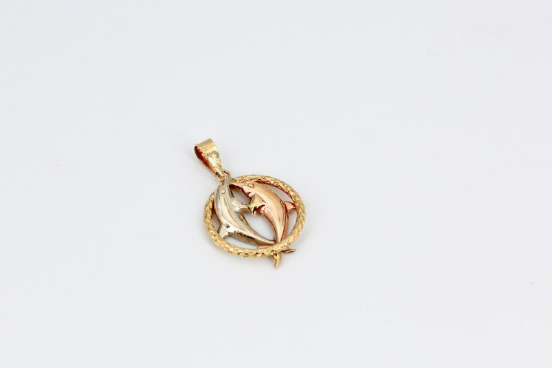 Colgante de oro combinado de 18k. de segunda mano. Joyería de ocasión | ROYALHYSTERIA