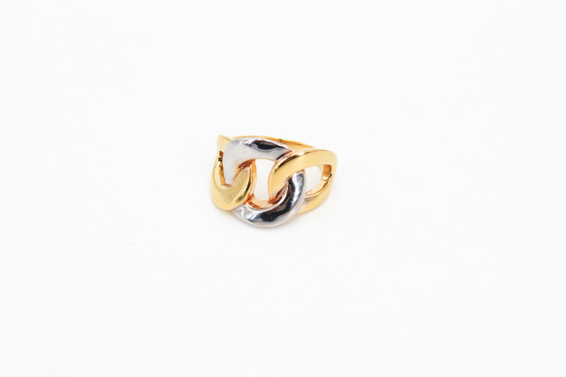 Anillo de oro combinado de 18k. de segunda mano. Joyería de ocasión | ROYALHYSTERIA