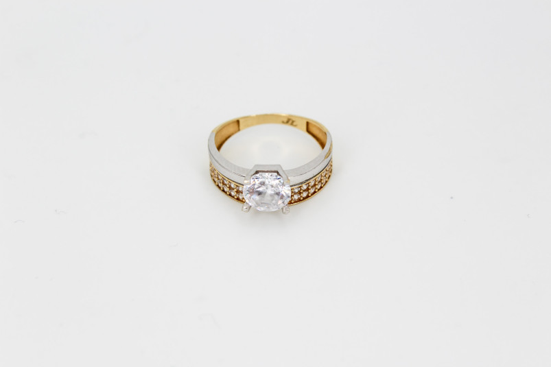 Solitario de oro combinado de 18k. de segunda mano. Joyería de ocasión | ROYALHYSTERIA