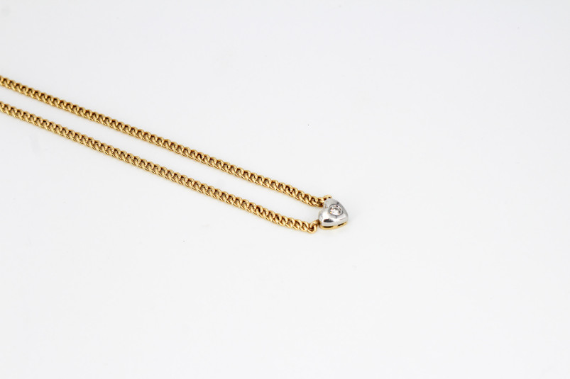 Gargantilla de oro combinado de 18k con diamantes. de segunda mano. Joyería de ocasión | ROYALHYSTERIA