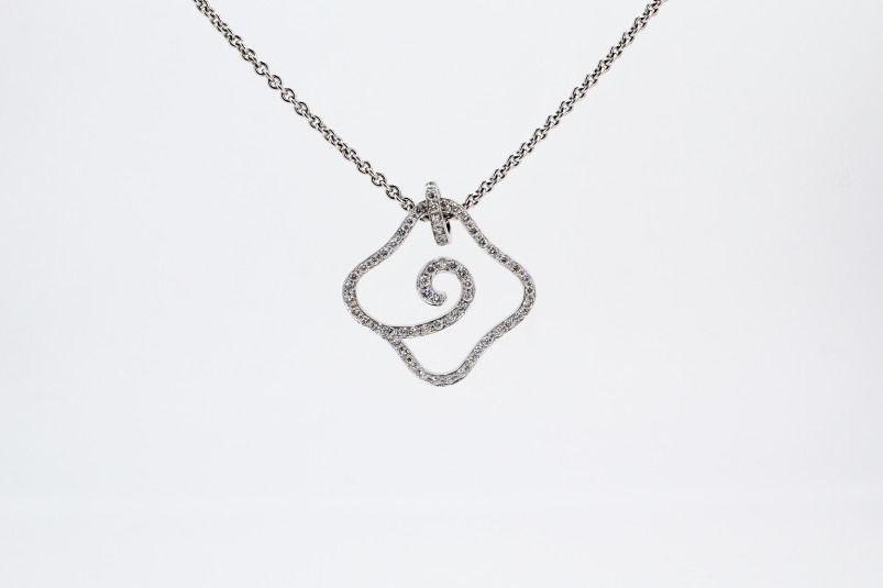 Cadena de oro blanco de 18k con diamantes. de segunda mano. Joyería de ocasión | ROYALHYSTERIA