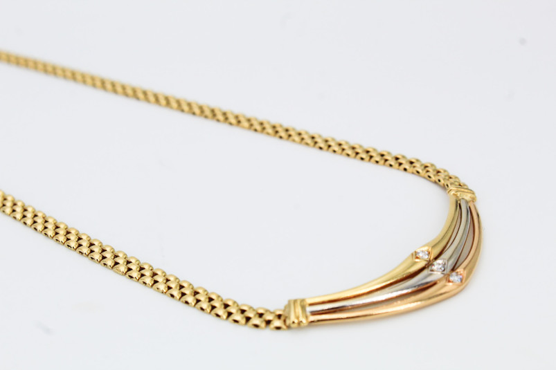 Gargantilla de oro combinado de 18k. de segunda mano. Joyería de ocasión | ROYALHYSTERIA