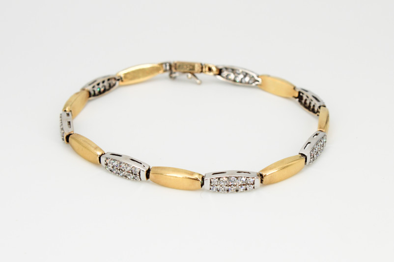 Pulsera de oro combinado de 18k. de segunda mano. Joyería de ocasión | ROYALHYSTERIA