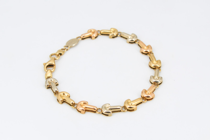 Pulsera de oro combinado de 18k. de segunda mano. Joyería de ocasión | ROYALHYSTERIA