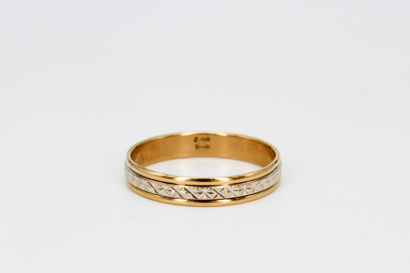 Alianza de oro combinado de 18k. de segunda mano. Joyería de ocasión | ROYALHYSTERIA