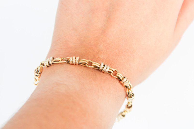 Pulsera de oro combinado de 18k. de segunda mano. Joyería de ocasión | ROYALHYSTERIA