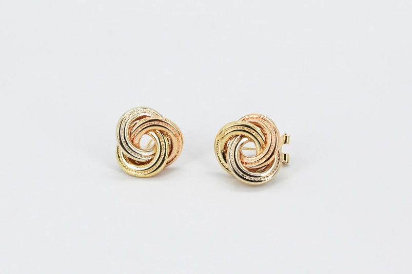 Pendiente de oro combinado de 18k. de segunda mano. Joyería de ocasión | ROYALHYSTERIA