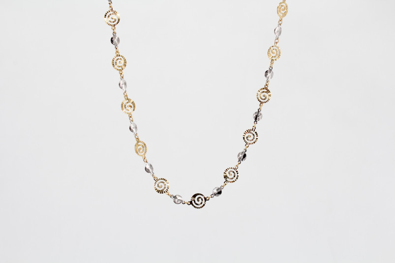 Gargantilla de oro combinado de 18k. de segunda mano. Joyería de ocasión | ROYALHYSTERIA