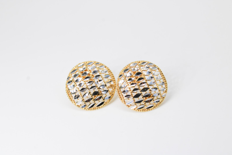 Pendiente de oro combinado de 18k. de segunda mano. Joyería de ocasión | ROYALHYSTERIA