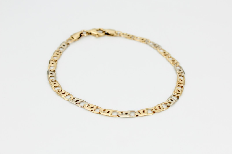 Pulsera de oro combinado de 18k. de segunda mano. Joyería de ocasión | ROYALHYSTERIA