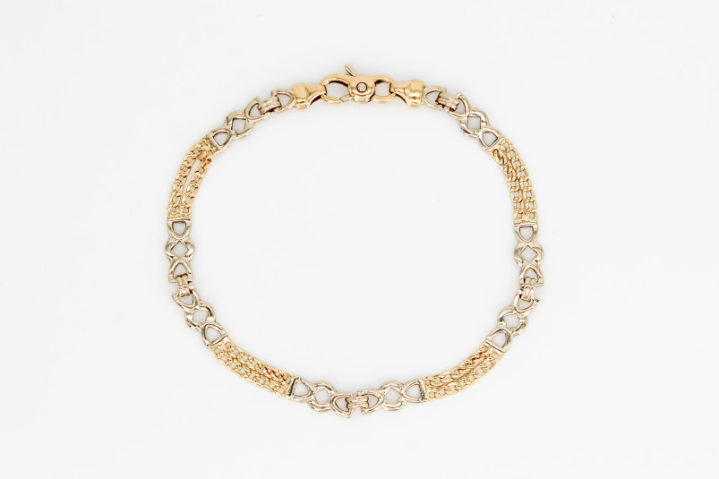 Pulsera de oro combinado de 18k. de segunda mano. Joyería de ocasión | ROYALHYSTERIA