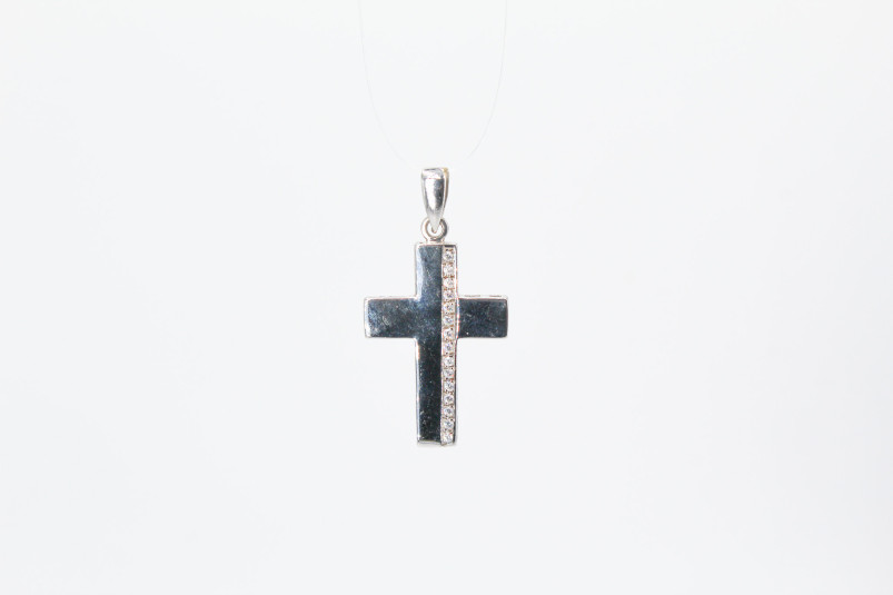 Cruz de oro blanco de 18k. de segunda mano. Joyería de ocasión | ROYALHYSTERIA