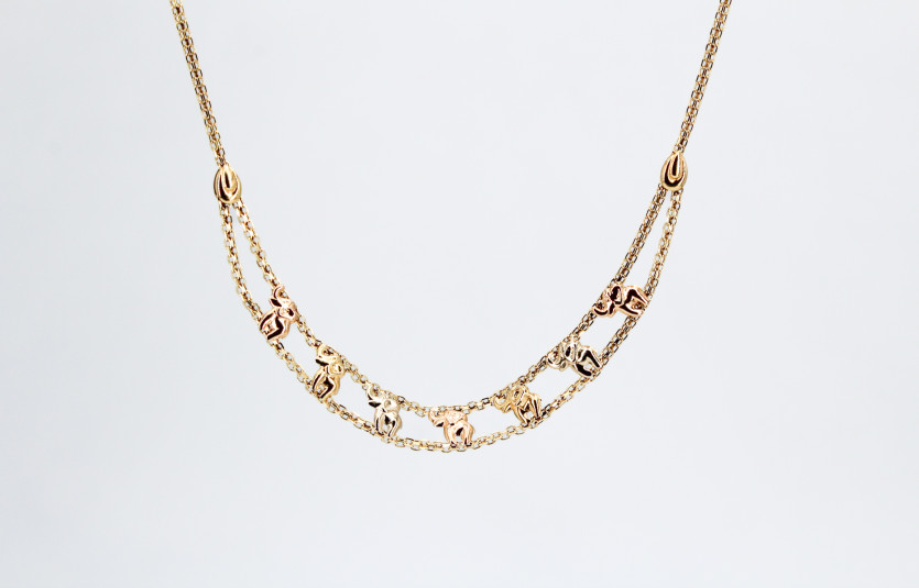 Collar de oro combinado de 18k. de segunda mano. Joyería de ocasión | ROYALHYSTERIA