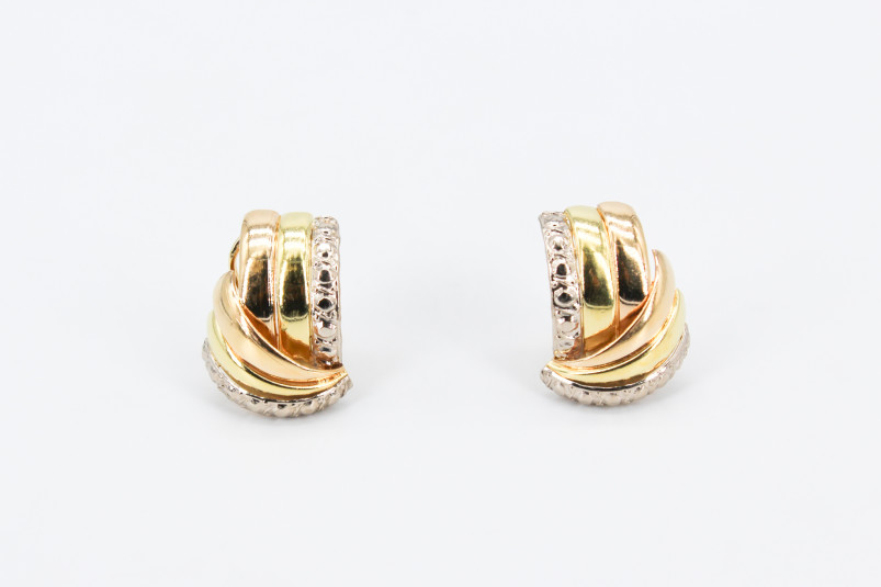 Pendiente de oro combinado de 18k. de segunda mano. Joyería de ocasión | ROYALHYSTERIA