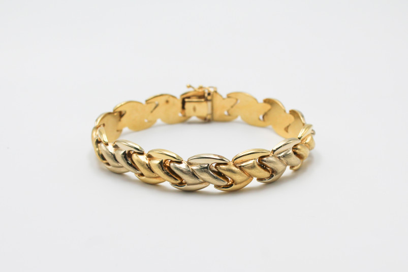 Pulsera de oro combinado de 18k. de segunda mano. Joyería de ocasión | ROYALHYSTERIA