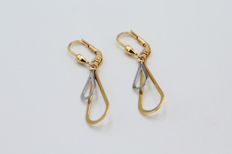 Pendiente de oro combinado de 18k. de segunda mano. Joyería de ocasión | ROYALHYSTERIA