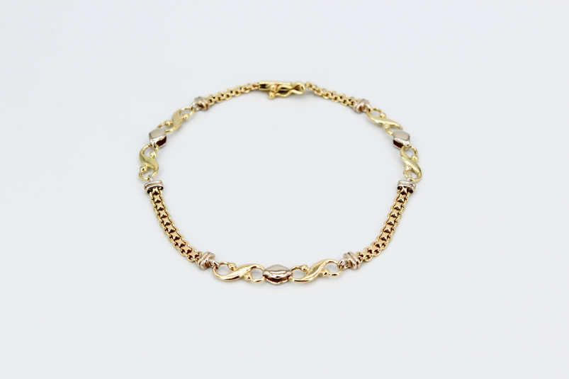 Pulsera de oro combinado de 18k. de segunda mano. Joyería de ocasión | ROYALHYSTERIA