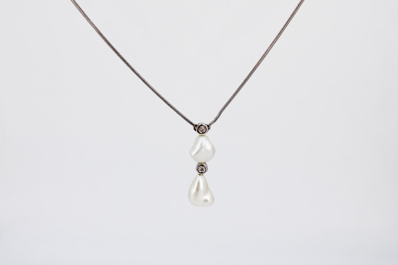 Cadena de oro blanco de 18k con diamantes. de segunda mano. Joyería de ocasión | ROYALHYSTERIA