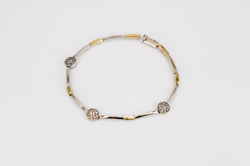 Pulsera de oro combinado de 18k. de segunda mano. Joyería de ocasión | ROYALHYSTERIA