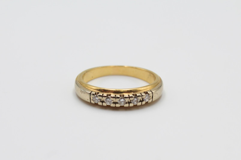 Anillo de oro combinado de 18k. de segunda mano. Joyería de ocasión | ROYALHYSTERIA