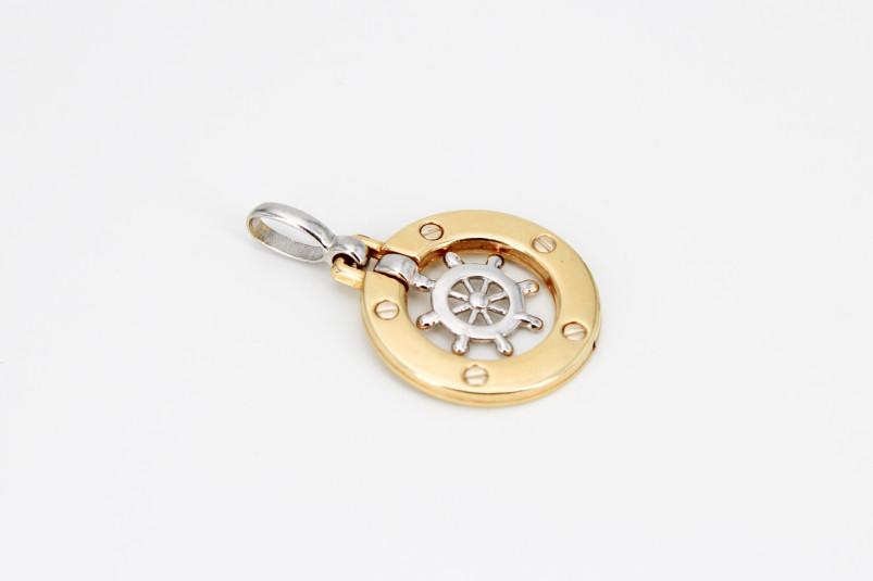 Colgante de oro combinado de 18k. de segunda mano. Joyería de ocasión | ROYALHYSTERIA