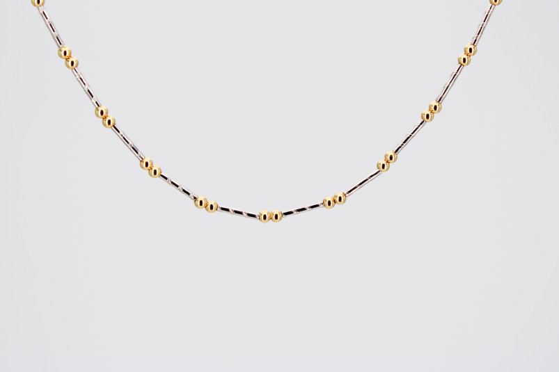Collar de oro combinado de 18k. de segunda mano. Joyería de ocasión | ROYALHYSTERIA