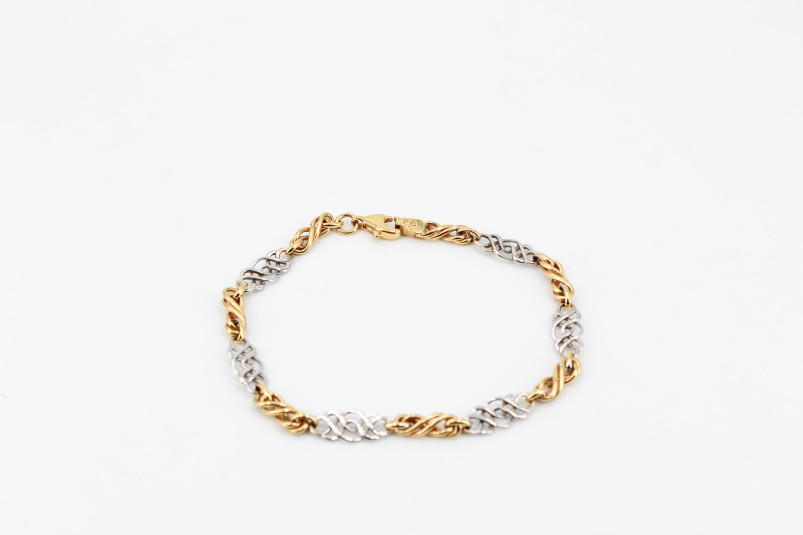 Pulsera de oro combinado de 18k. de segunda mano. Joyería de ocasión | ROYALHYSTERIA