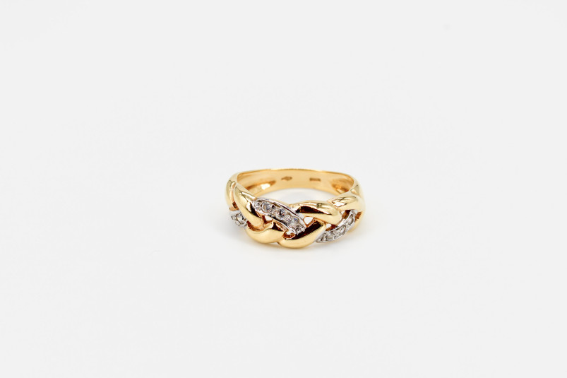 Anillo de oro combinado de 18k. de segunda mano. Joyería de ocasión | ROYALHYSTERIA