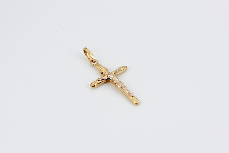 Cruz de oro combinado de 18k. de segunda mano. Joyería de ocasión | ROYALHYSTERIA